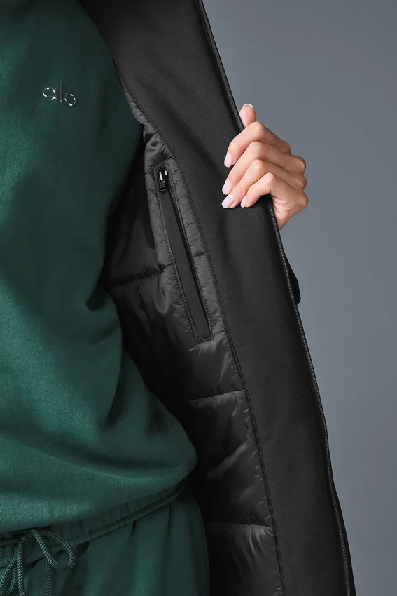 Rain or Shine Puffer lang frakk – svart