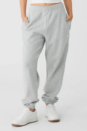 Renown joggebukser med mansjetter i kraftig stoff – Athletic Heather Grey