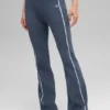 Ribbestrikket Highline Flare-buks – Bluestone/hvit