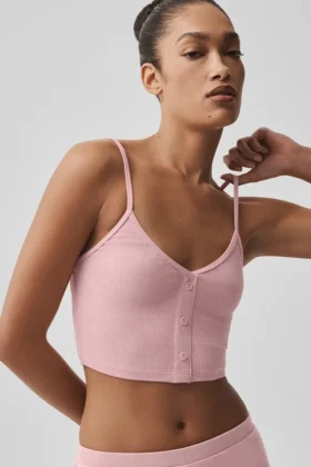 Ribbet, delikat lounge-singleter – vintage rosa