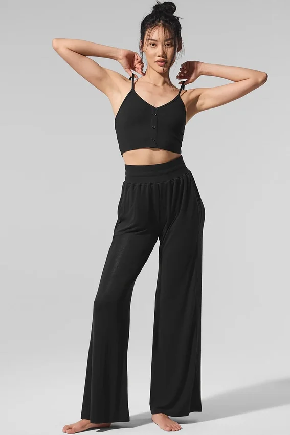 Ribbet, delikat loungesingleter – svart