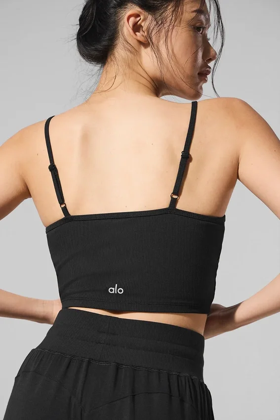 Ribbet, delikat loungesingleter – svart