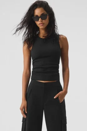 Ribbet En Pointe-singleter – svart