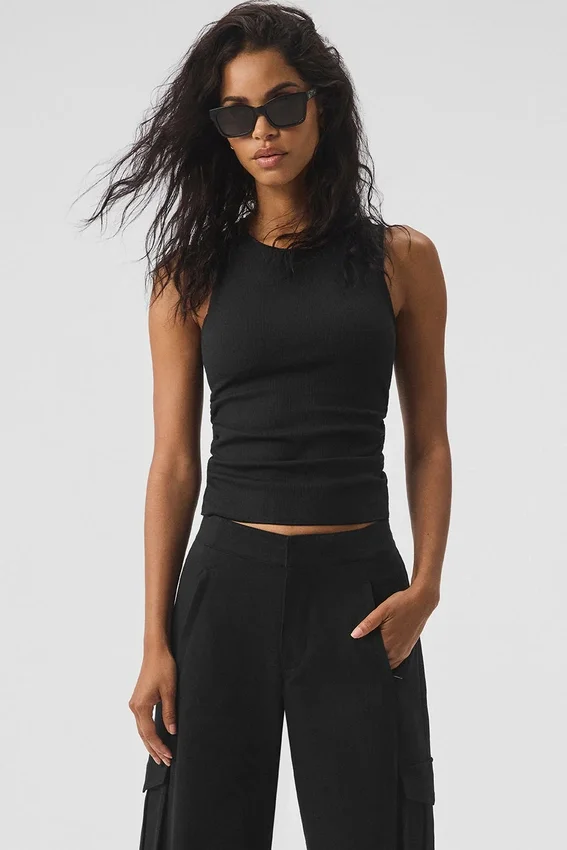 Ribbet En Pointe-singleter – svart