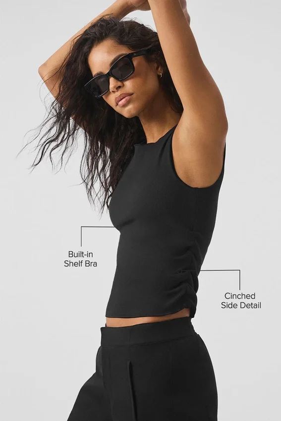 Ribbet En Pointe-singleter – svart