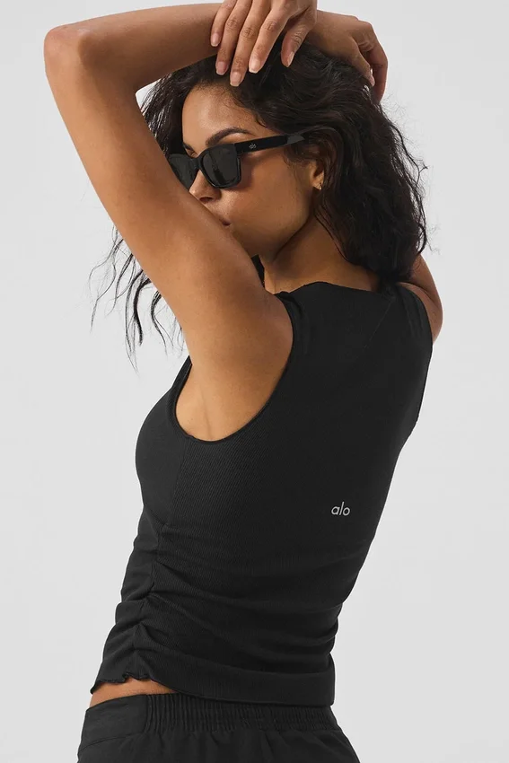Ribbet En Pointe-singleter – svart