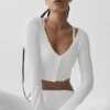 Ribbet, kort Whisper-cardigan – hvit