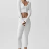 Ribbet, kort Whisper-cardigan – hvit