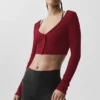Ribbet, kort Whisper-cardigan – Summer Romance Red