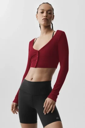 Ribbet, kort Whisper-cardigan – Summer Romance Red