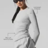 Ribbet langermet modaltrøye – Athletic Heather Grey