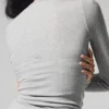 Ribbet langermet modaltrøye – Athletic Heather Grey