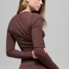 Ribbet modal langermet – Brownstone