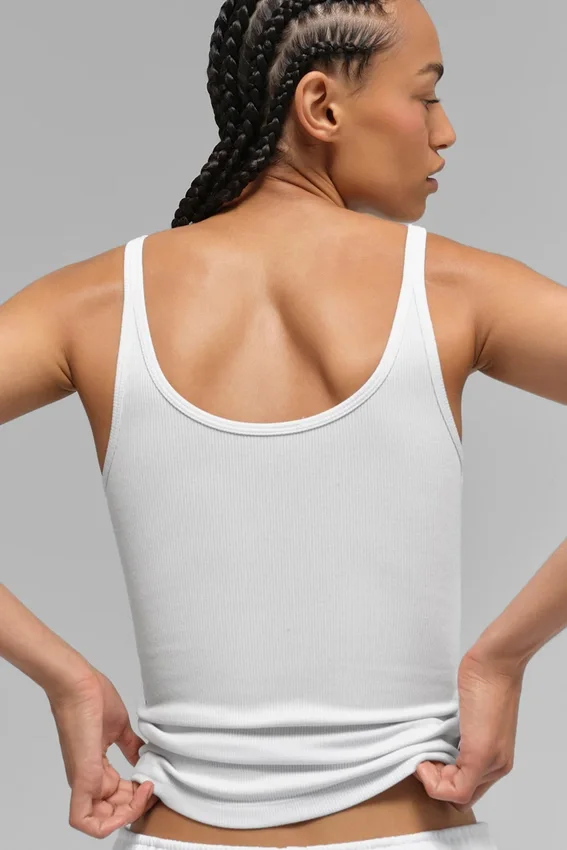 Ribbet Prosper-tanktop – hvit