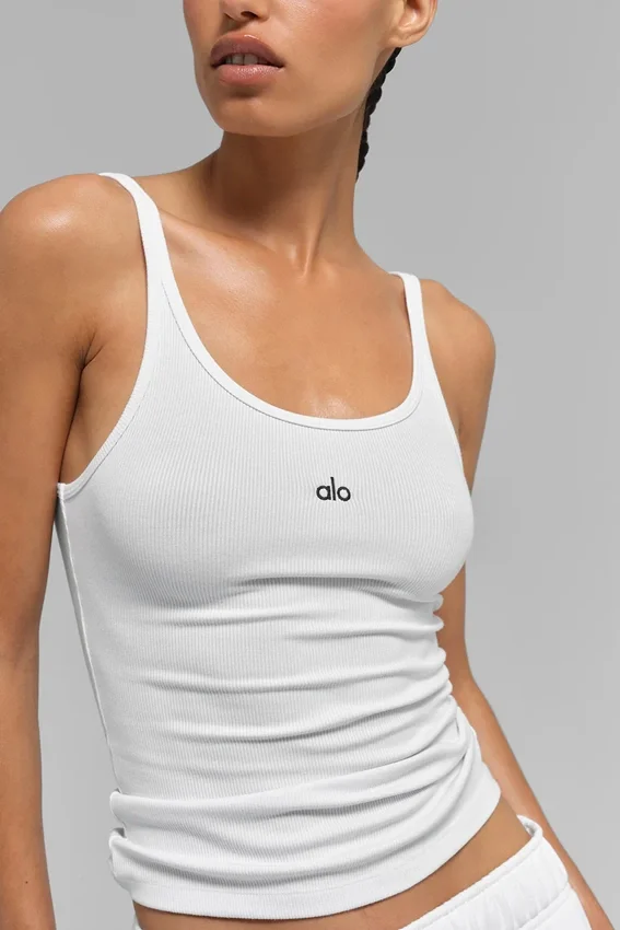 Ribbet Prosper-tanktop – hvit