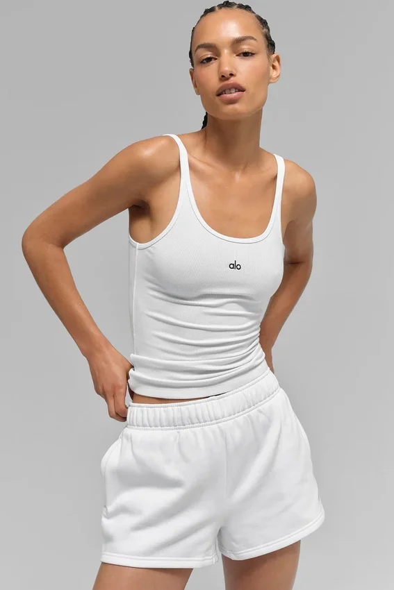 Ribbet Prosper-tanktop – hvit