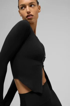 Ribbet Stardust langermet – svart