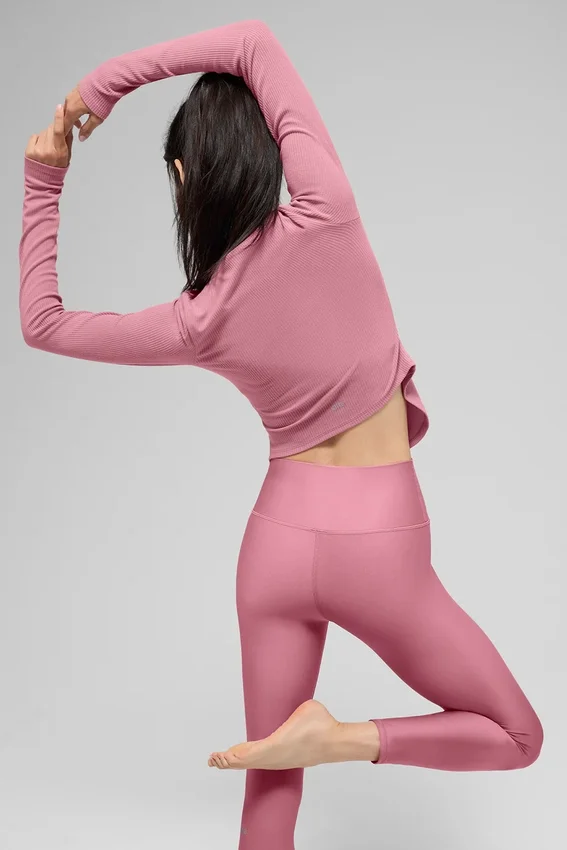 Ribbet Stardust-langermet topp – Pink Wild Rose