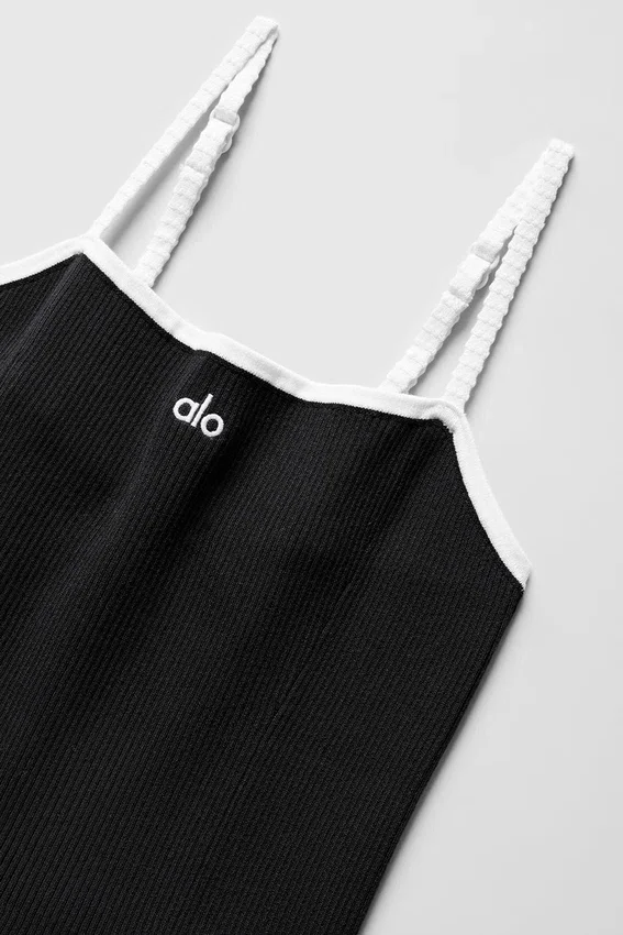 Ribbet strikkegenser Highline-kjol – svart/hvit