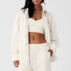Ribbet velour «Mountain Side Shacket» – elfenben