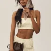 Riviera Bloomer-BH i linblanding – sandbeige