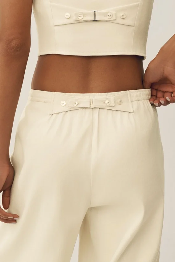 Riviera-bukser med vid benåpning i linblanding – Sandy Beige