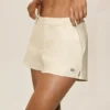 Riviera-shorts i linblanding med lav midje – sandbeige
