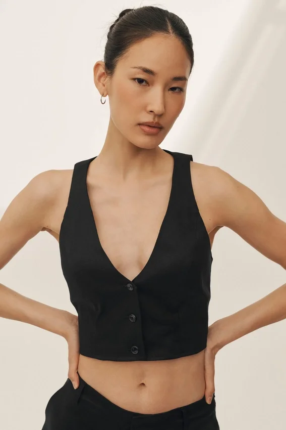 Riviera-vest i linblanding – svart
