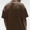 Satin Horizon kortærmet skjorte med knapper – Espresso