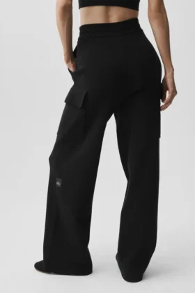 Scholar Knit High-Waist Cargo-bukser – svart