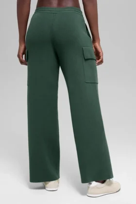 Scholar Knit High-Waist cargobukser – kløvergrønn