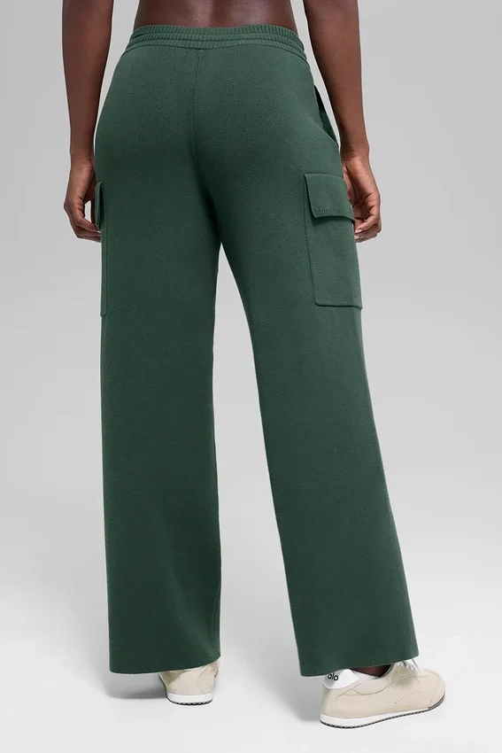 Scholar Knit High-Waist cargobukser – kløvergrønn