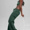 Scholar Knit High-Waist cargobukser – kløvergrønn