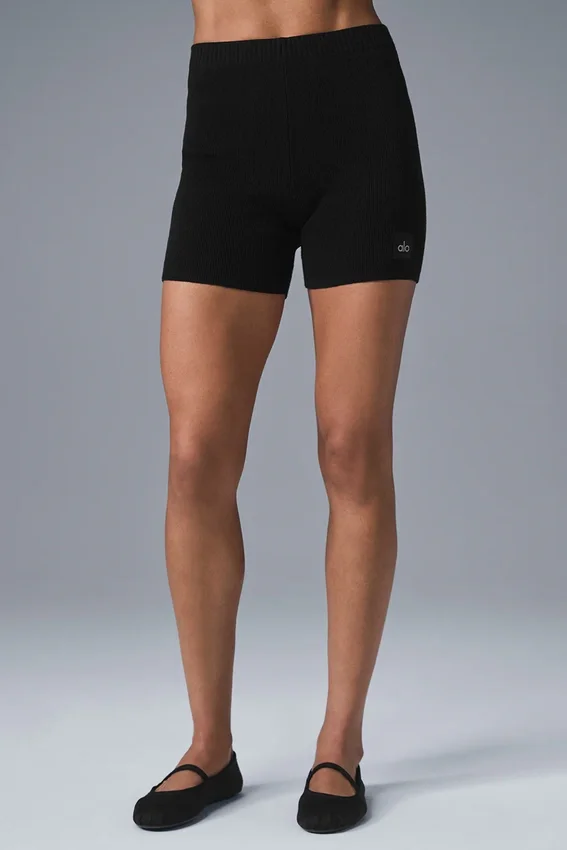 Scholar Knit High-Waist shorts – svart