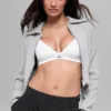 Scholar Knit kort jakke med gjennomgående glidelås – Athletic Heather Grey