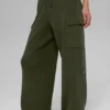 Scholar strikkede High-Waist cargobukser – olivengrønn