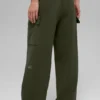 Scholar strikkede High-Waist cargobukser – olivengrønn