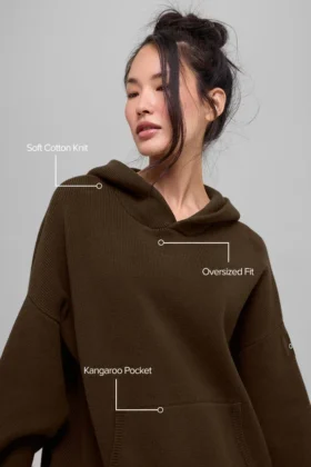 Scholar-strikkegenser med hette – espresso