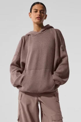 Scholar-strikkegenser med hette – Mushroom Heather