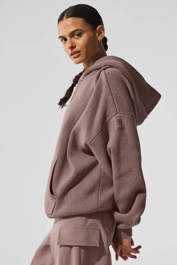 Scholar-strikkegenser med hette – Mushroom Heather