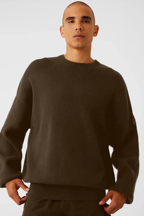 Scholar strikkegenser med rund hals – Espresso