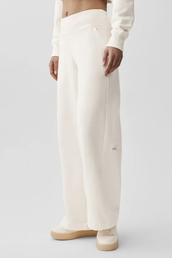 Serenity joggebukser med vid benvidde – Ivory