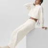 Serenity joggebukser med vid benvidde – Ivory