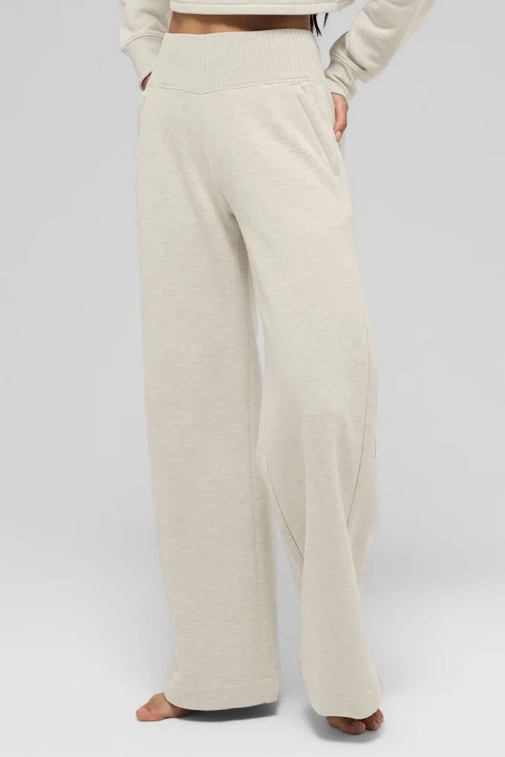 Serenity joggebukser med vid benvidde – Oatmeal Heather