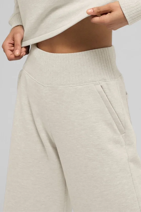 Serenity joggebukser med vid benvidde – Oatmeal Heather