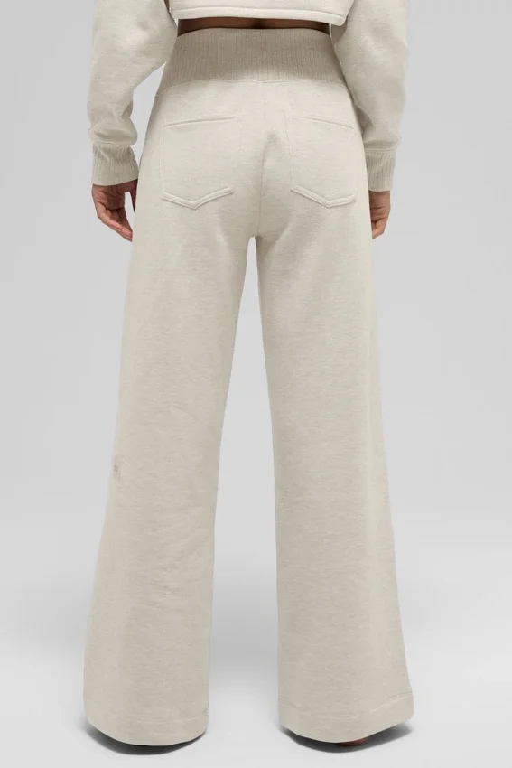 Serenity joggebukser med vid benvidde – Oatmeal Heather