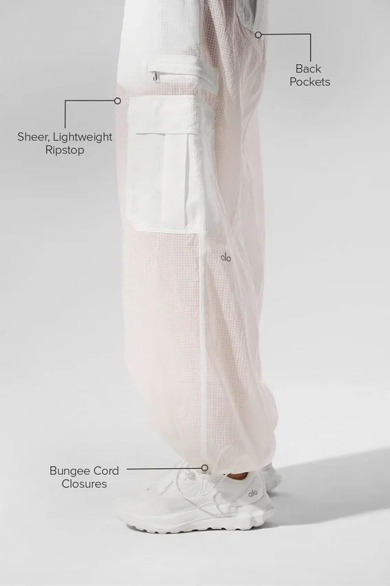 Sheer Game Time joggebukse med vide ben – hvit