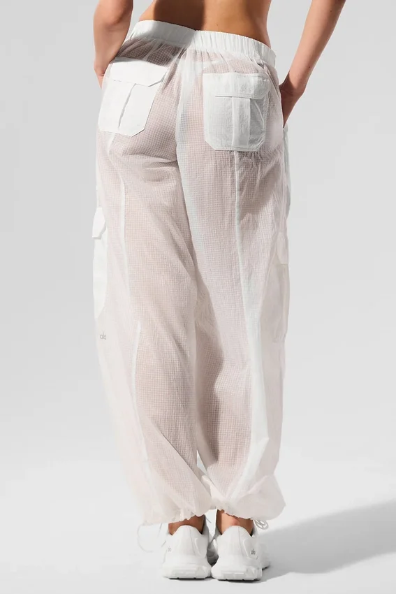 Sheer Game Time joggebukse med vide ben – hvit