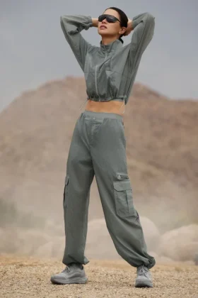 Sheer Game Time joggebukse med vide ben – Lunar Grey