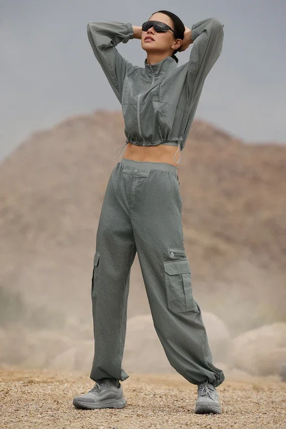 Sheer Game Time joggebukse med vide ben – Lunar Grey